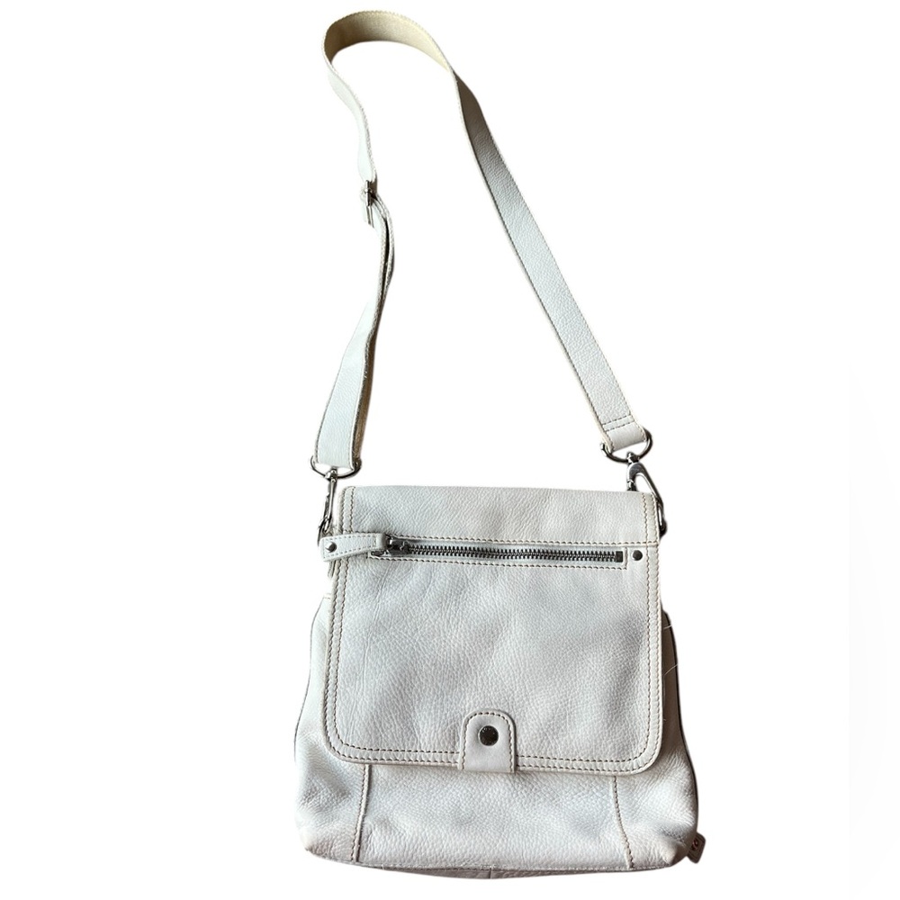 Fossil Off White Pebble Leather Crossbody Bag
